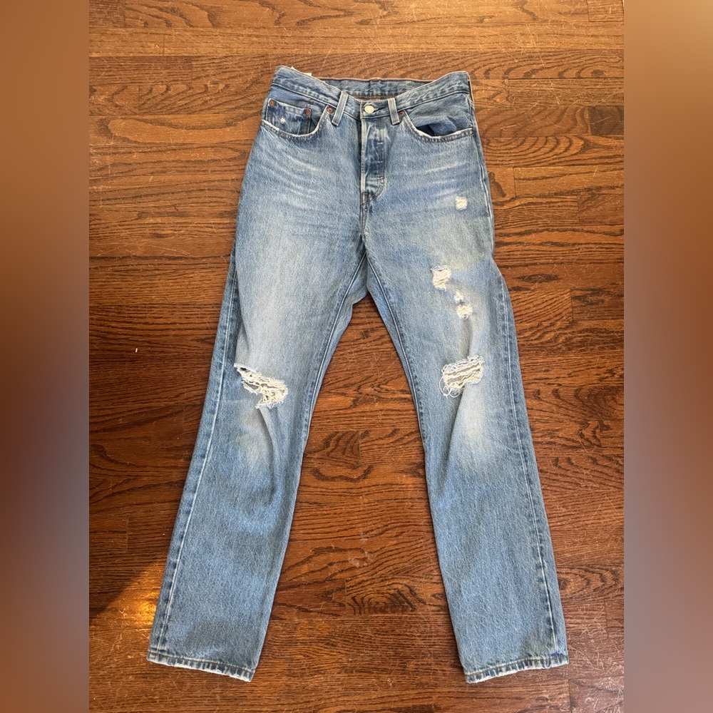 Levi's 501s Straight Distressed Jeans